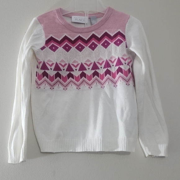 THE Children’s Place sweater for  girls white/ivory with pink size 3T - Picture 1 of 7